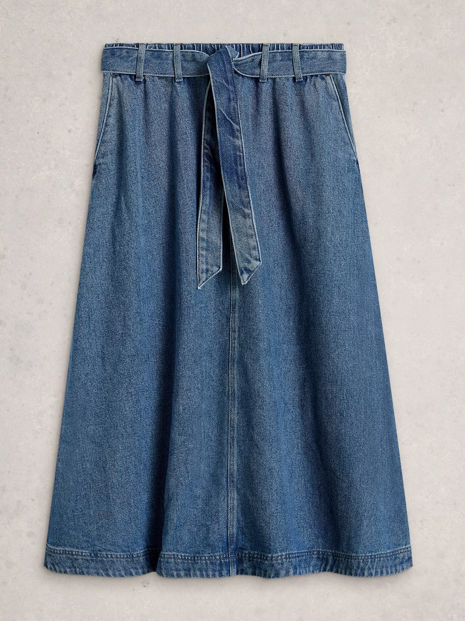 White Stuff Lexi Denim Midi Skirt - Mid Denim