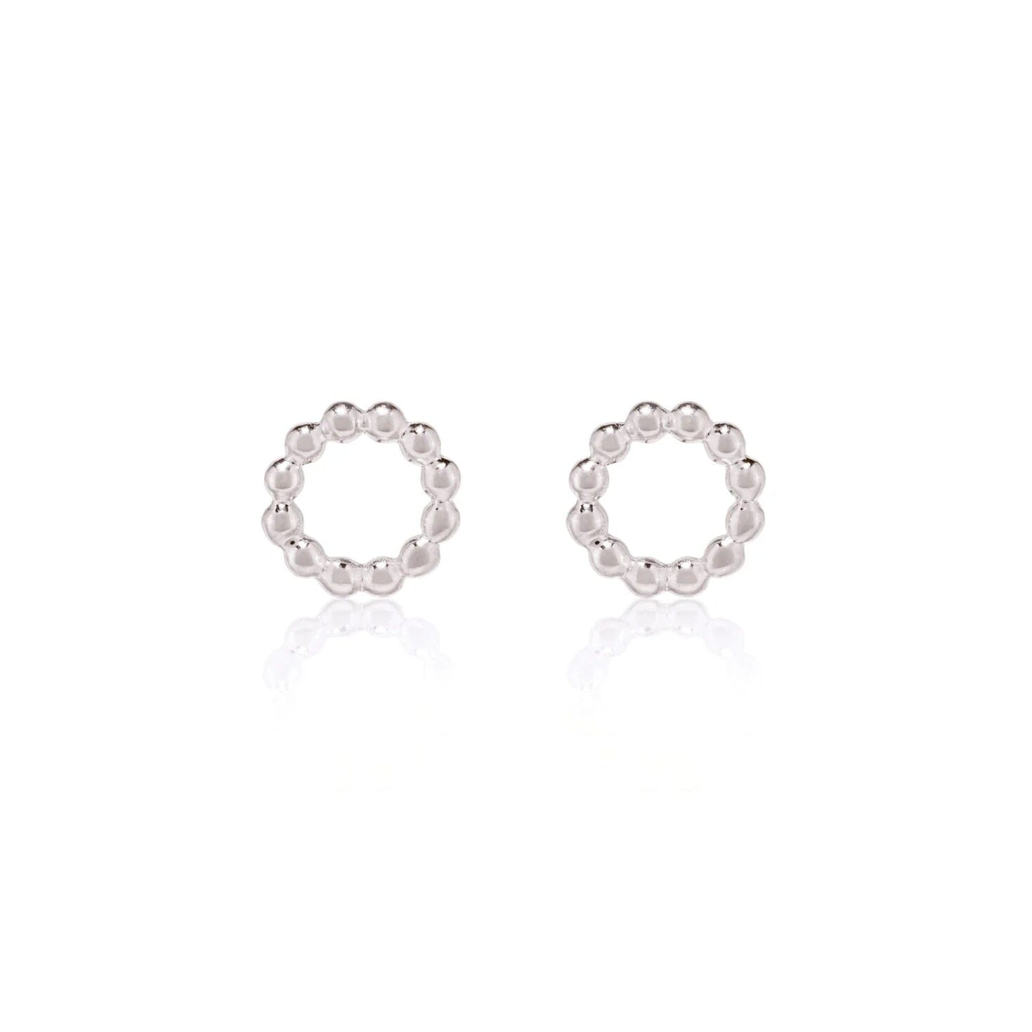 Linda Tahija Beaded Circle Stud Earrings - Silver Linda Tahija