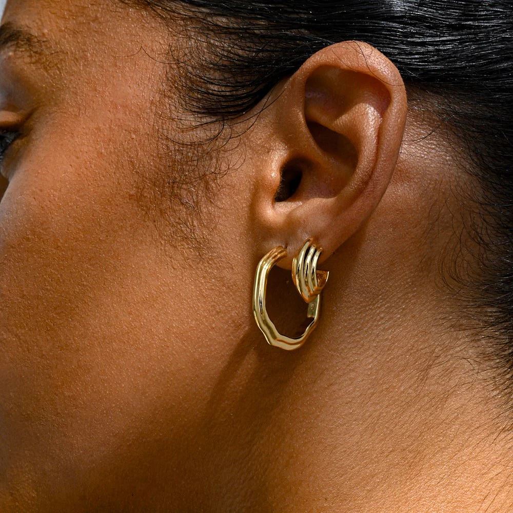 Linda Tahija Contour Hoop Earrings - Gold Plated Sterling Silver Linda Tahija