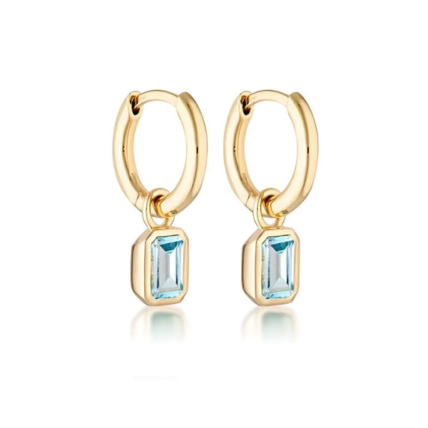 Linda Tahija Gemme Huggie Earrings - Gold Blue Topaz Linda Tahija