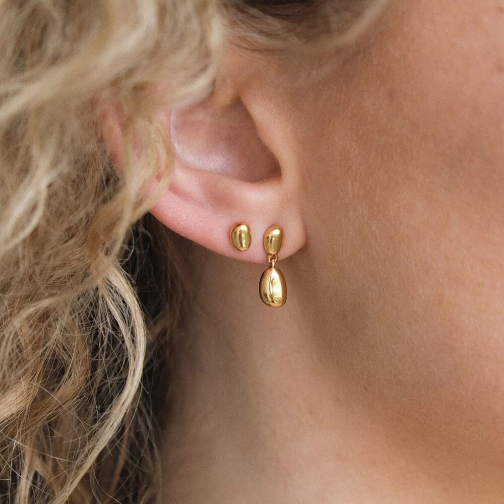 Linda Tahija Lou Stud Earrings - Gold Stud Earrings Linda Tahija 