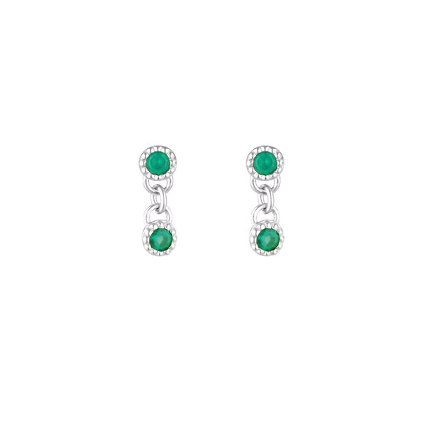 Linda Tahija Meteor Stud Earrings - Silver/Green Onyx Linda Tahija
