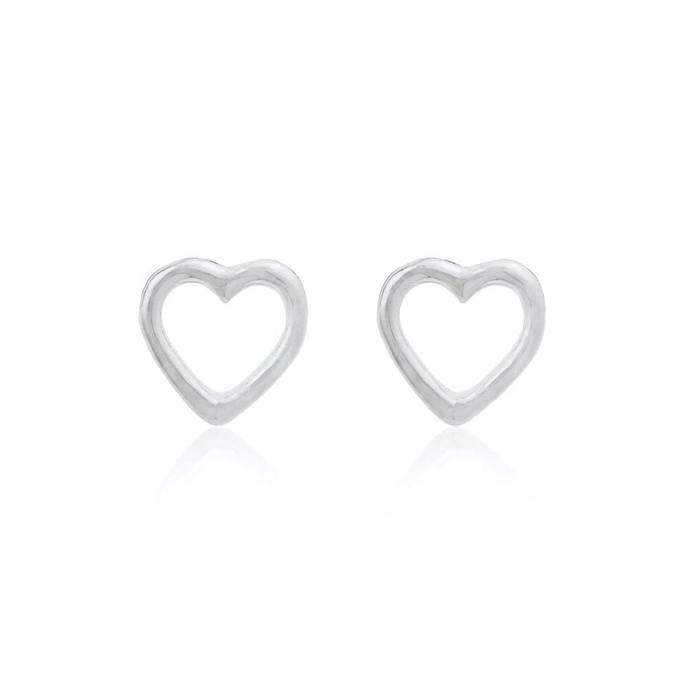 Linda Tahija Open Heart Stud Earrings - Silver Linda Tahija