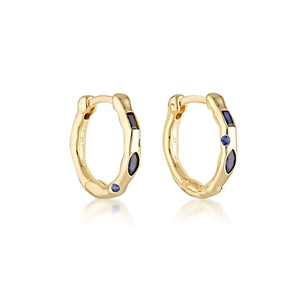 Linda Tahija Relic Gem Hoop Earrings - Gold/Created Sapphire Linda Tahija