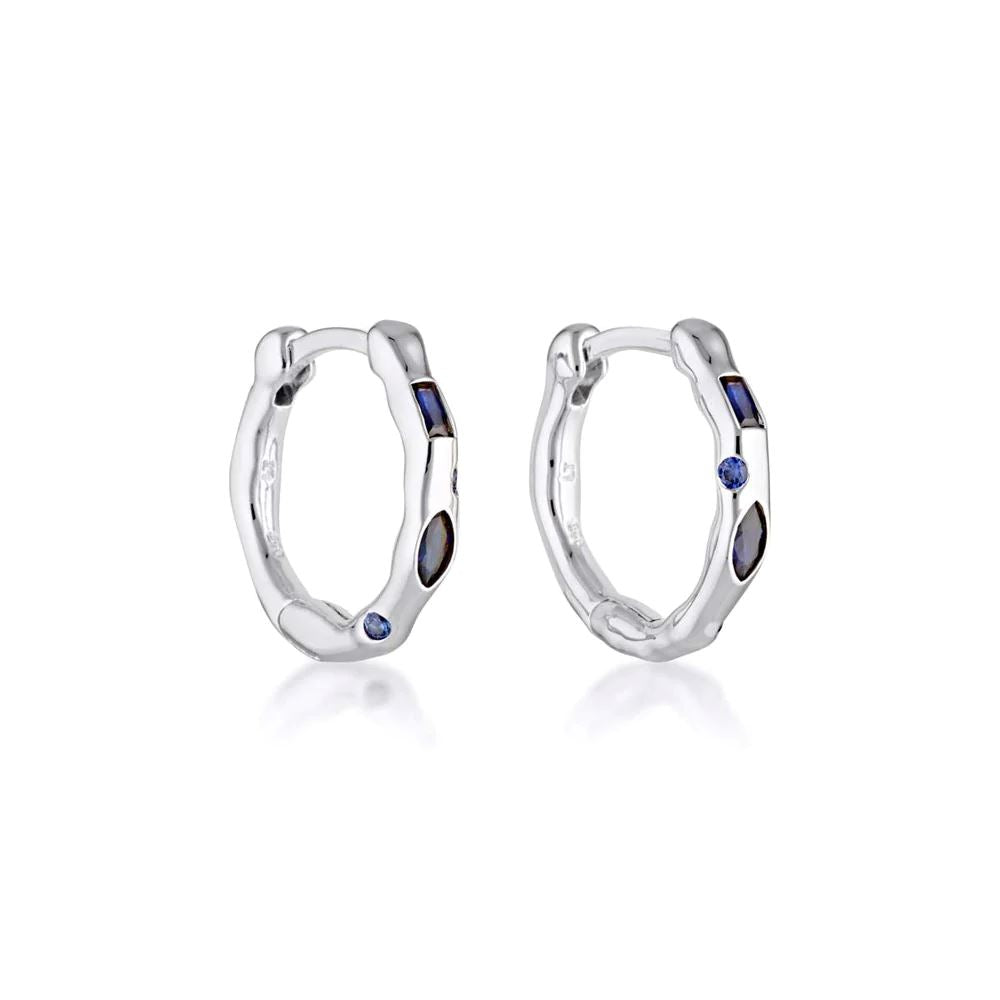 Linda Tahija Relic Gem Hoop Earrings - Silver/Created Sapphire Linda Tahija