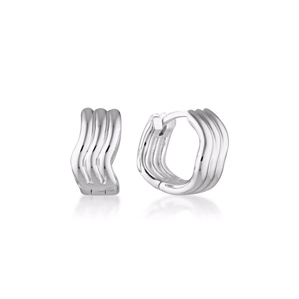Linda Tahija Ripple Huggie Earrings - Silver Linda Tahija