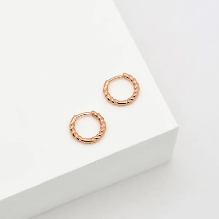 Linda Tahija Rope Huggie Earrings - Rose Gold Linda Tahija