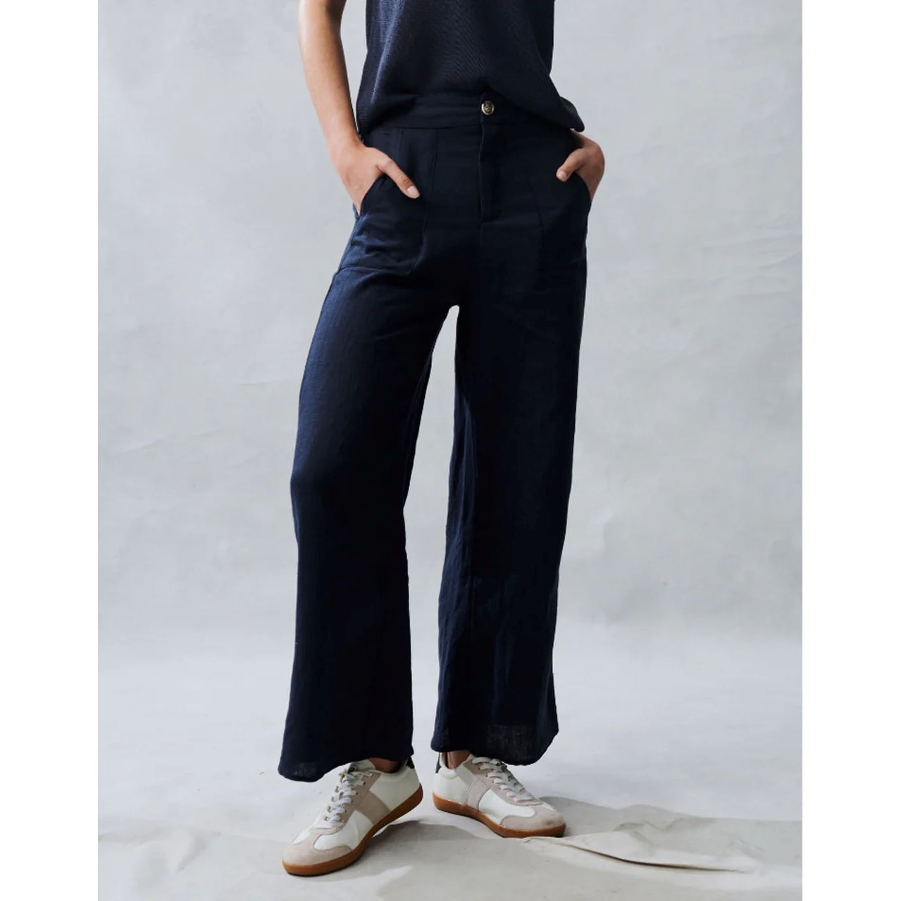 Little Lies Jude Linen Pants - Navy Little Lies