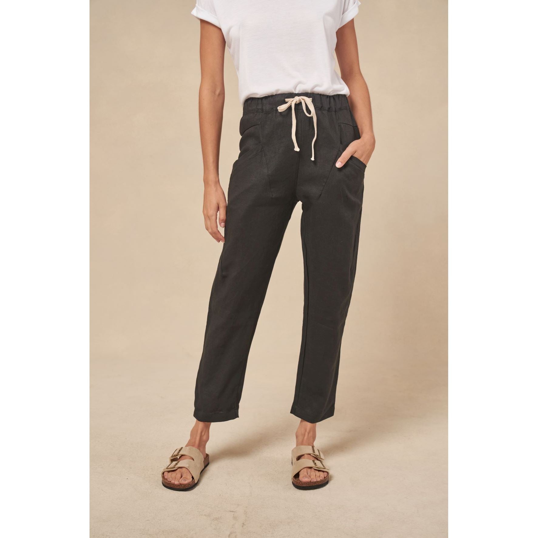 Little Lies Luxe Linen Pants- Black Little Lies