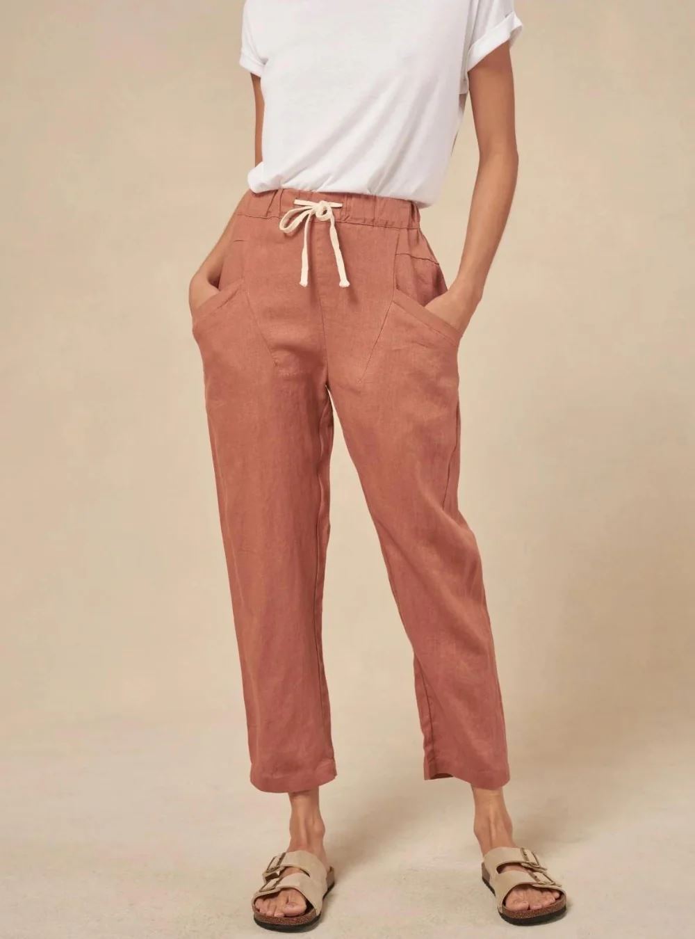 Little Lies Luxe Linen Pants - Rust Little Lies