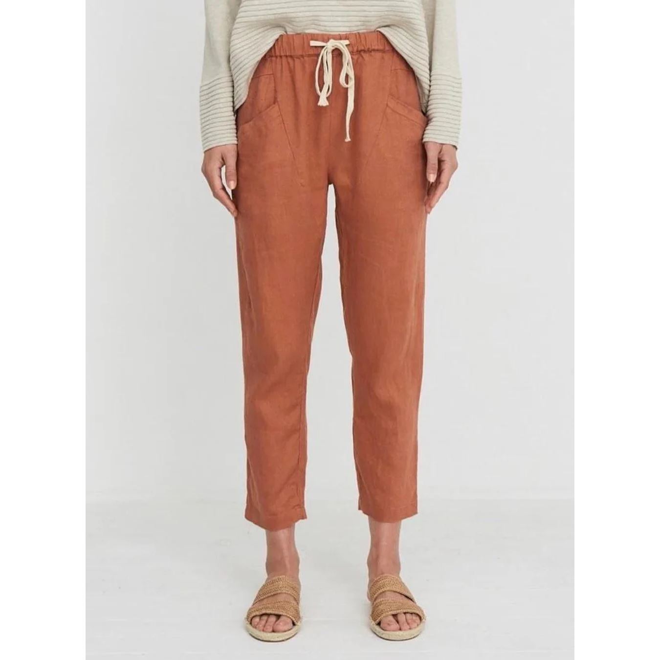 Little Lies Luxe Linen Pants - Rust Little Lies