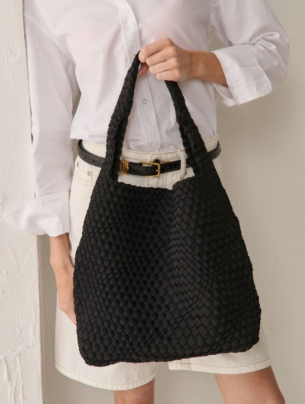 Lustre & Sage Layla Woven Tote - Black Angels Whisper Accessories