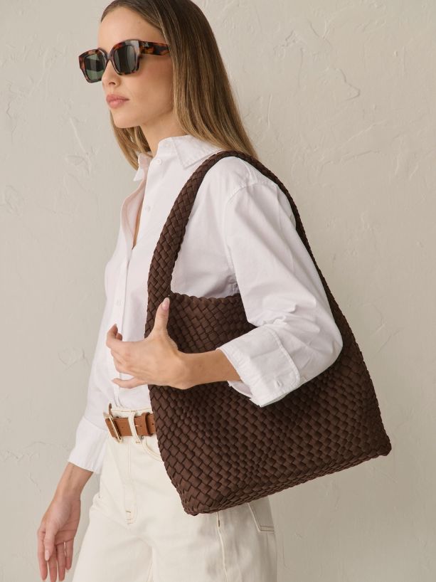 Lustre & Sage Layla Woven Tote - Brown Angels Whisper Accessories