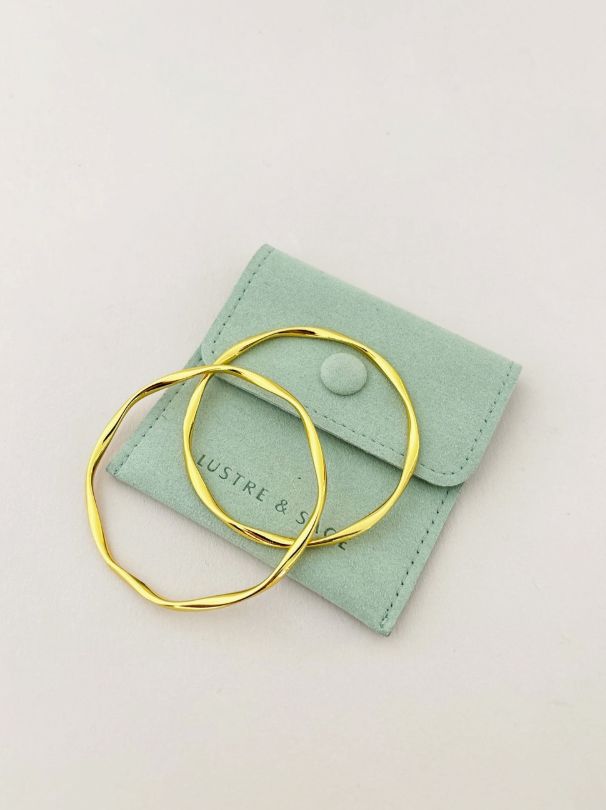 Lustre & Sage Skinny 18K Gold Plated Bangles - 2pcs Angels Whisper Accessories