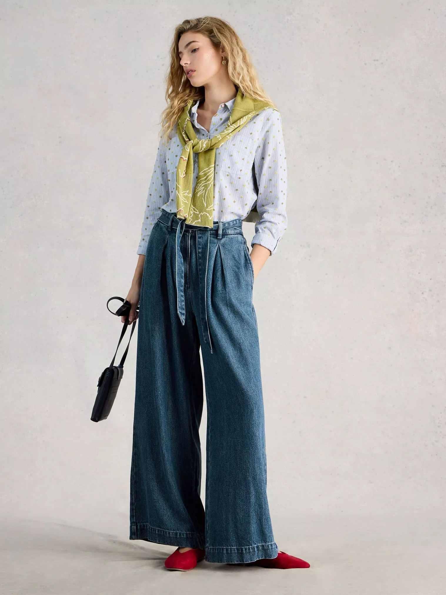White Stuff Lyle Wide Leg Jean - Mid Denim
