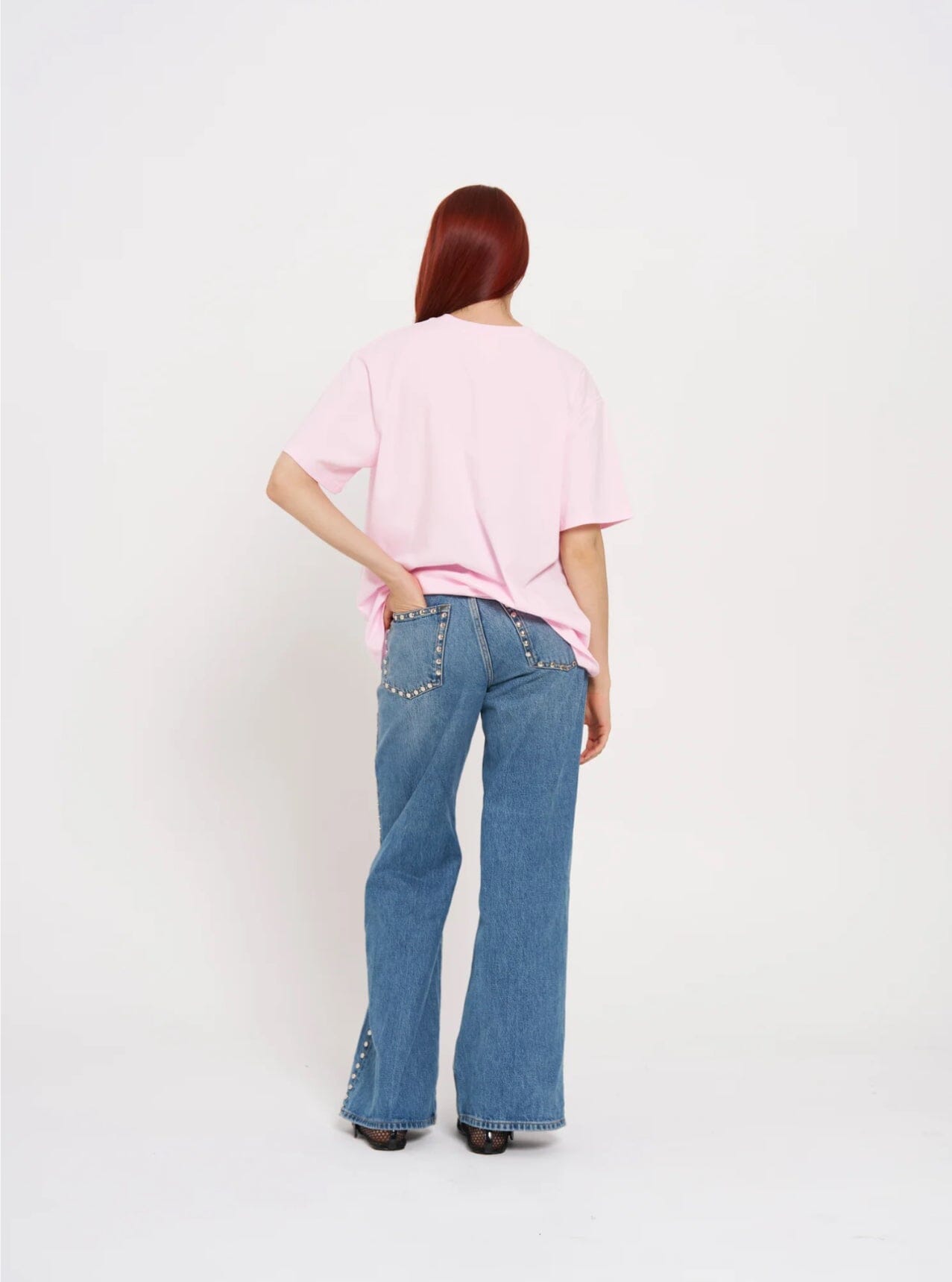 Yeehaw Tee - Baby Pink Cowgirl Boyfriend Top from Maku Eclectic House
