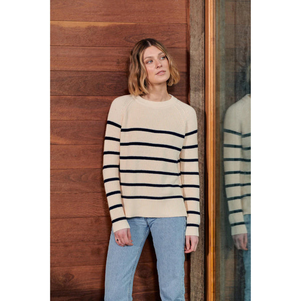 Maxted Bretton Stripe Bell Pullover - Ivory/Navy Twist Maxted