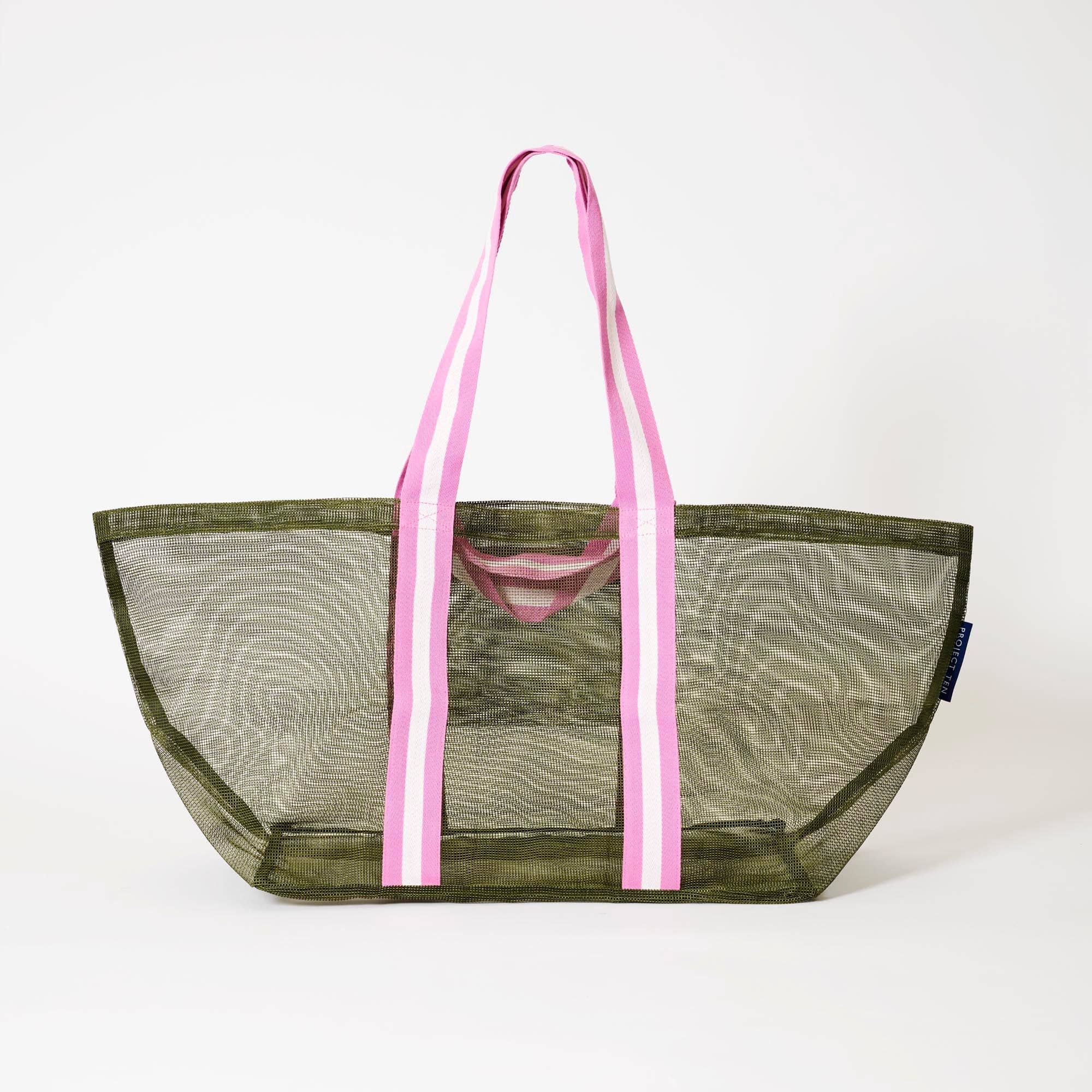 Mesh Oversized Tote – Khaki Tote Bag Project Ten Pty Ltd 