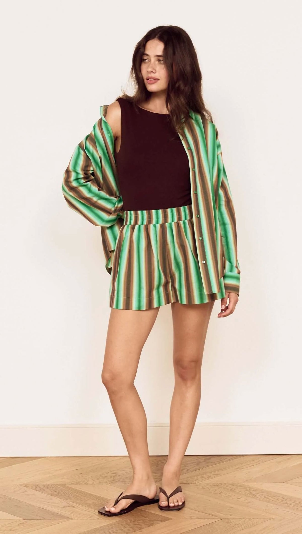 Mink Pink Rue Stripe Shirt - Green Stripe Women's Shirt Mink Pink 