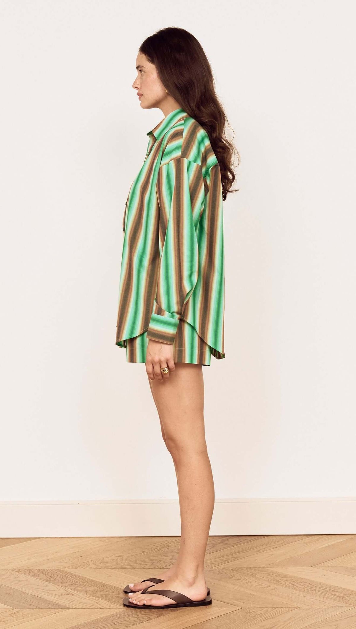 Mink Pink Rue Stripe Shirt - Green Stripe Women's Shirt Mink Pink 