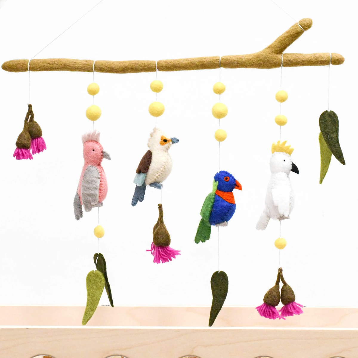 Tara Treasures Baby Nursery Mobile Hanging - Australian Birds - Cockatoo, Lorikeet, Galah and Kookaburra