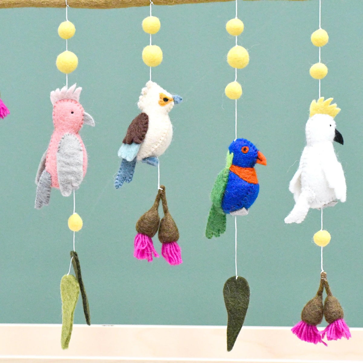Tara Treasures Baby Nursery Mobile Hanging - Australian Birds - Cockatoo, Lorikeet, Galah and Kookaburra