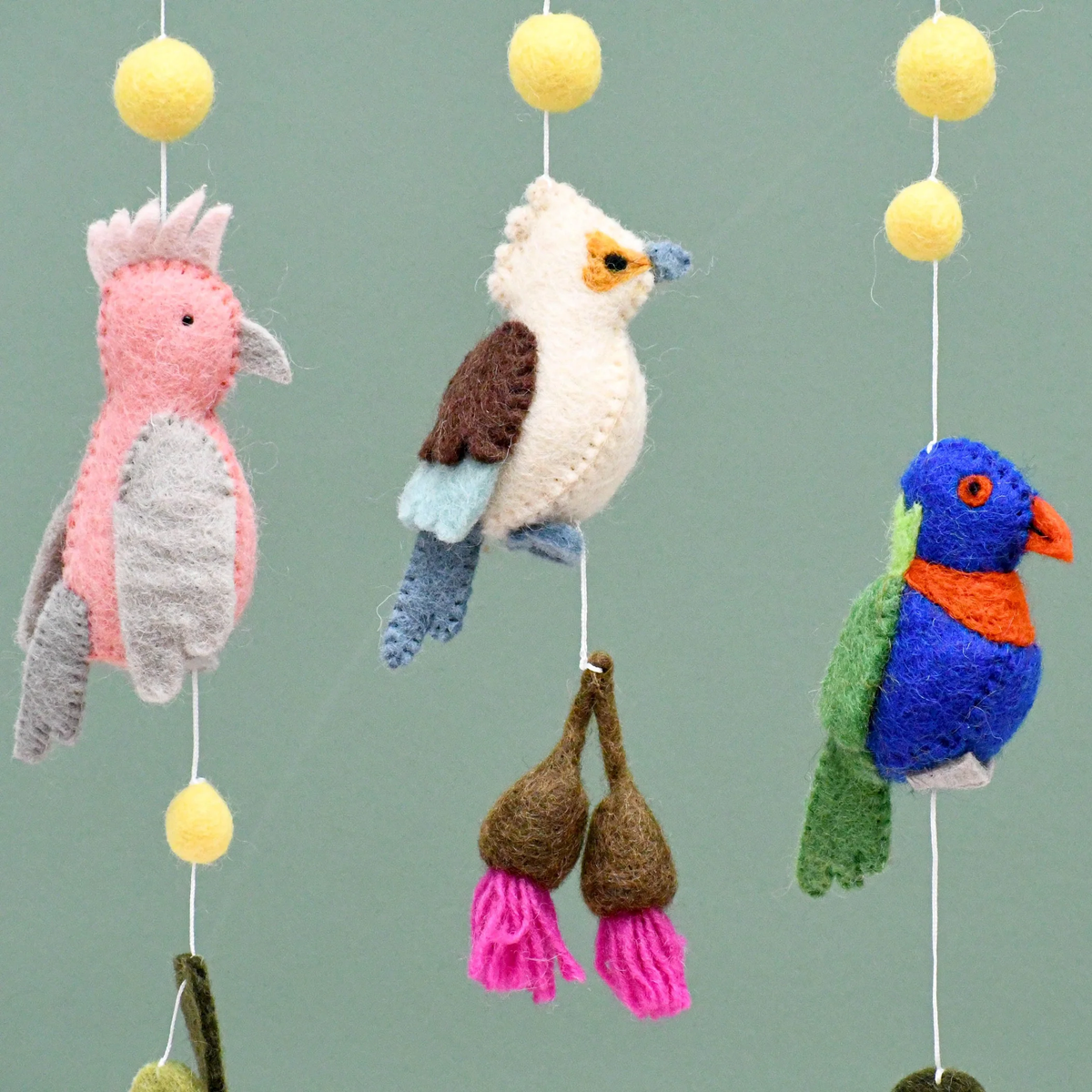 Tara Treasures Baby Nursery Mobile Hanging - Australian Birds - Cockatoo, Lorikeet, Galah and Kookaburra