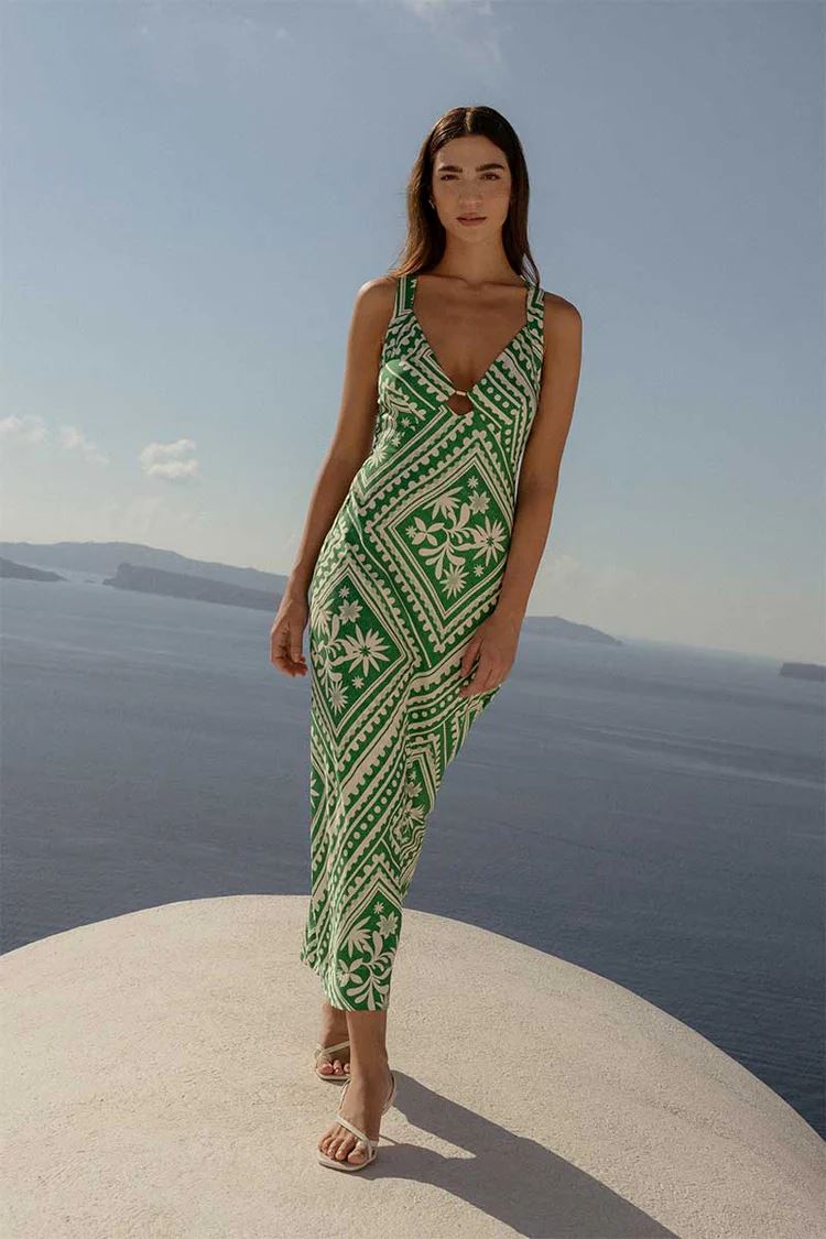 Mon Renn Losas Midi Dress - Emerald Tile Mon Renn