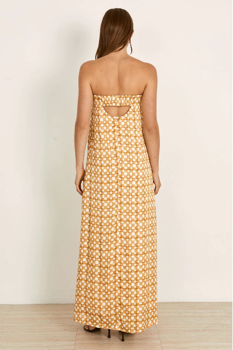 Mon Renn Lumen Maxi Dress - Golden Check Mon Renn