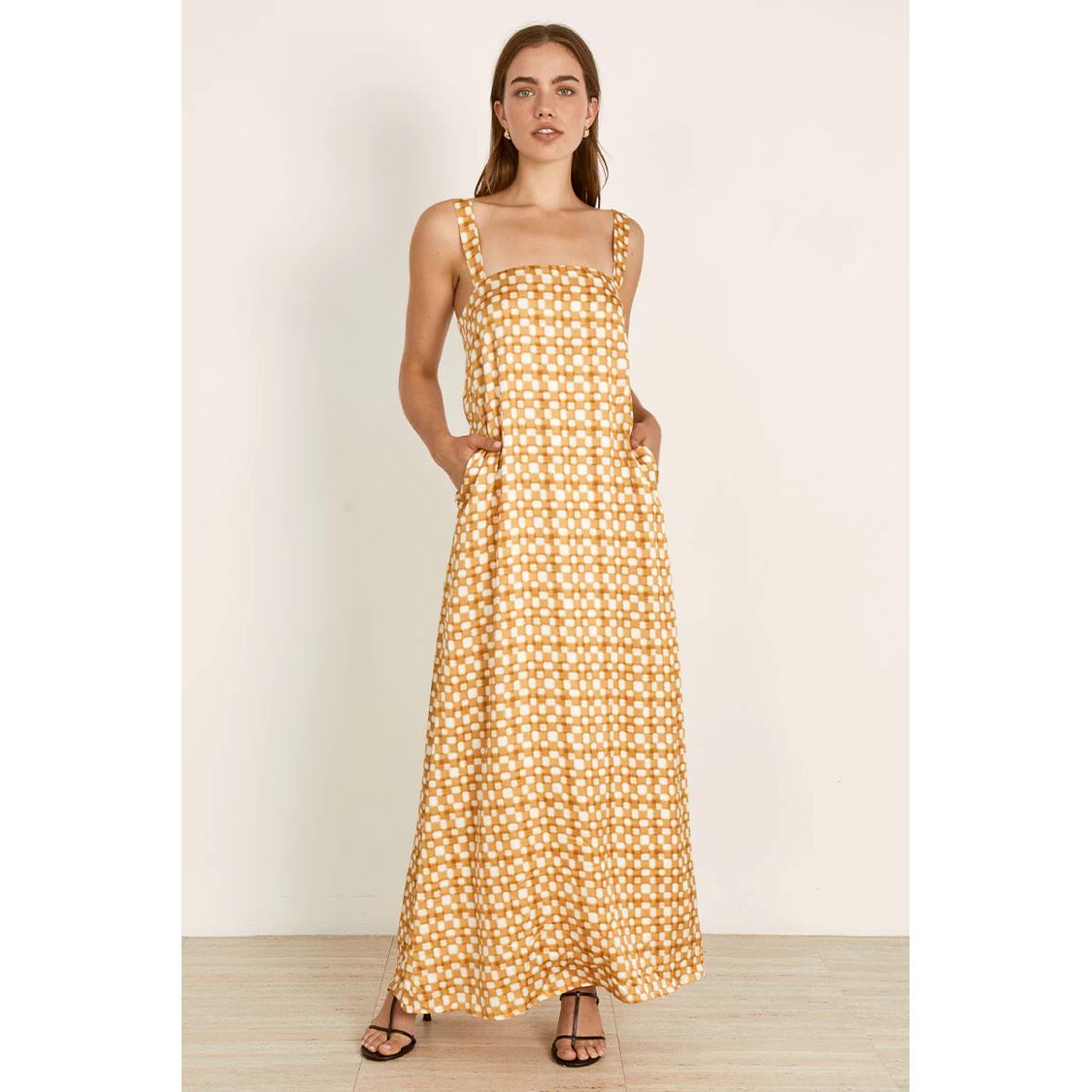 Mon Renn Lumen Maxi Dress - Golden Check Mon Renn