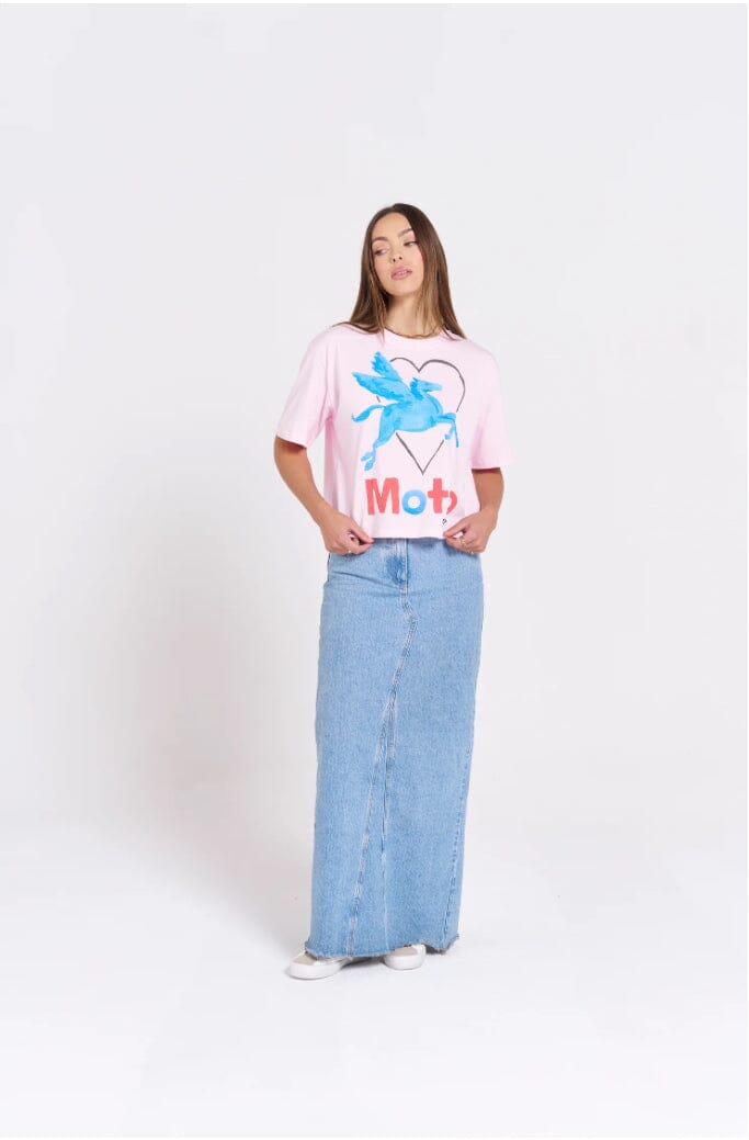 MTL Moto T-Shirt - Pink Boyfriend Tee with Winged Horse Eclectic House