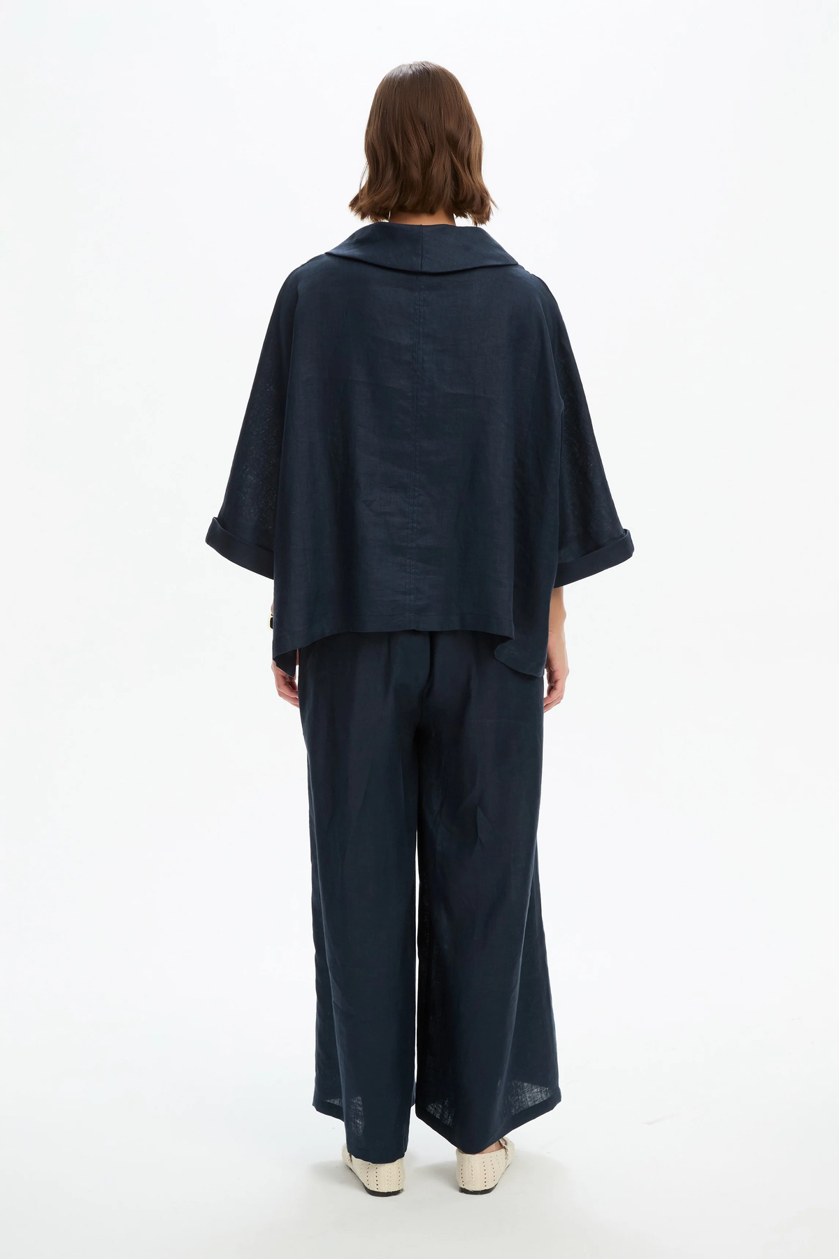 Tirelli Funnel Neck Boxy Top - Navy Tirelli