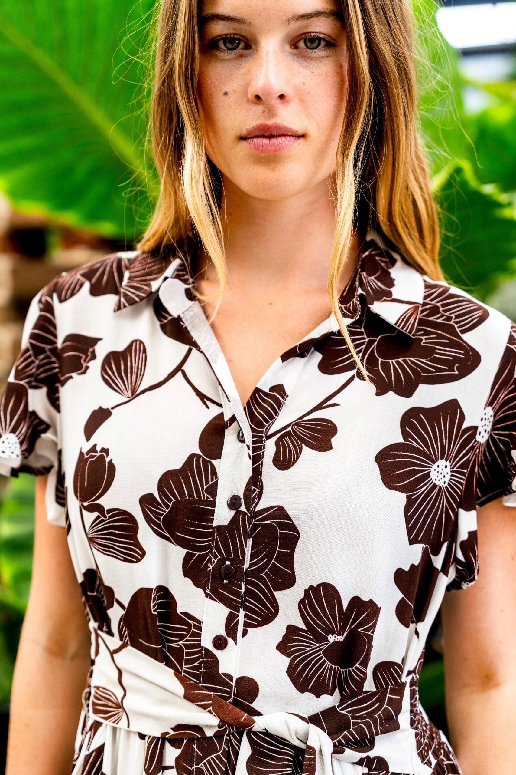 Nerita Midi Dress - Brown Floral Midi Dress Boho Australia 