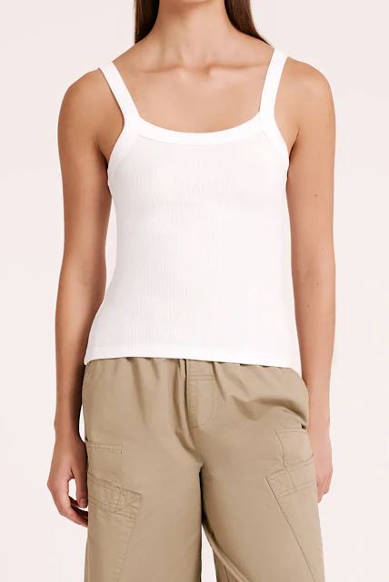 Nude Lucy Classic Waffle Tank - White Nude Lucy