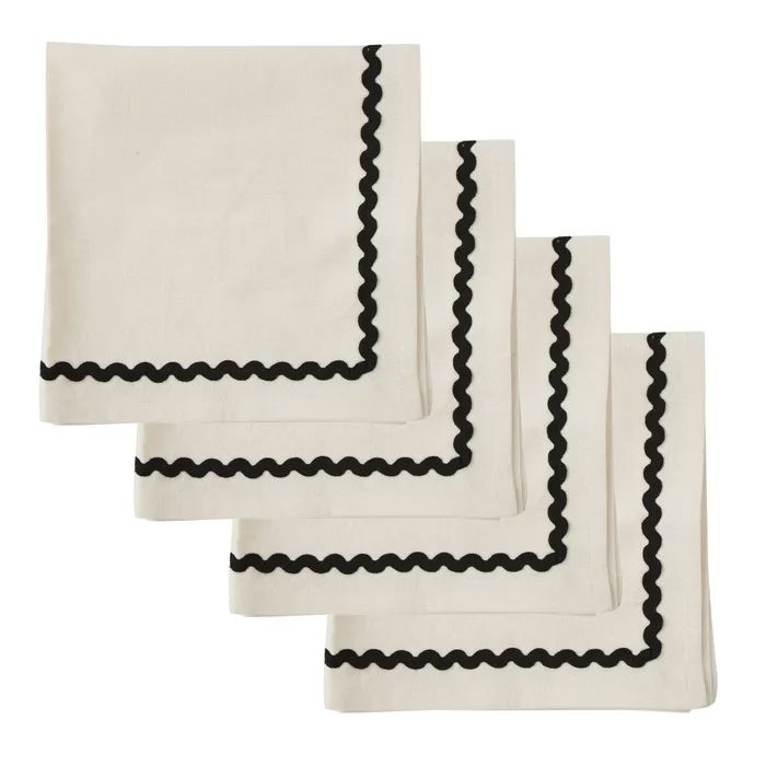 Orla Set of 4 Cotton Napkins - Ivory/Black Napkins Coast to Coast Home 