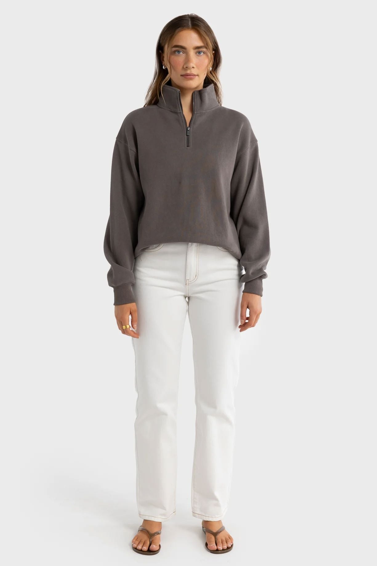 ORTC Ava Ribbed Quarter Zip - Espresso ortc Clothing Co.