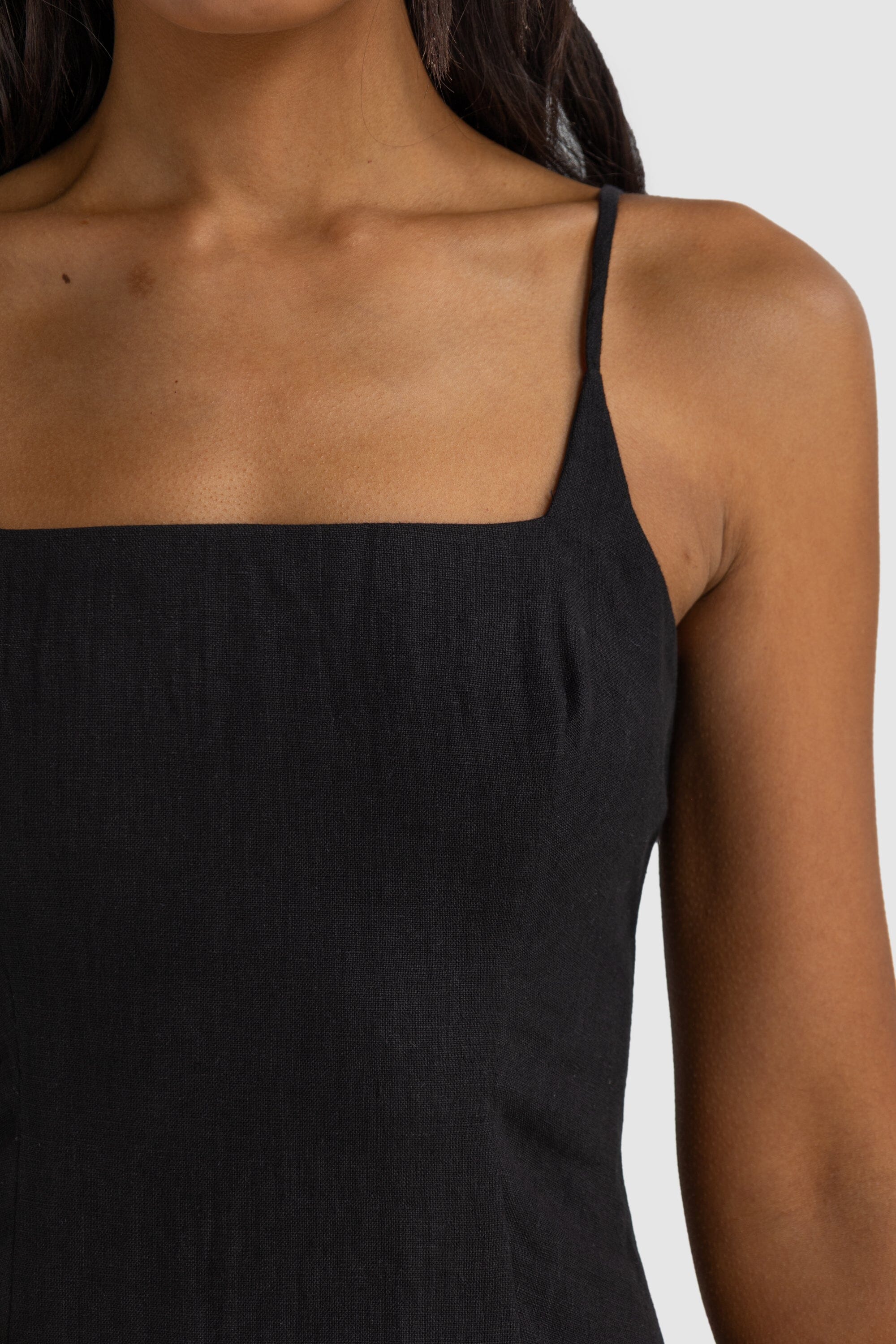 ORTC Celine Linen Mini Dress - Black ortc Clothing Co.