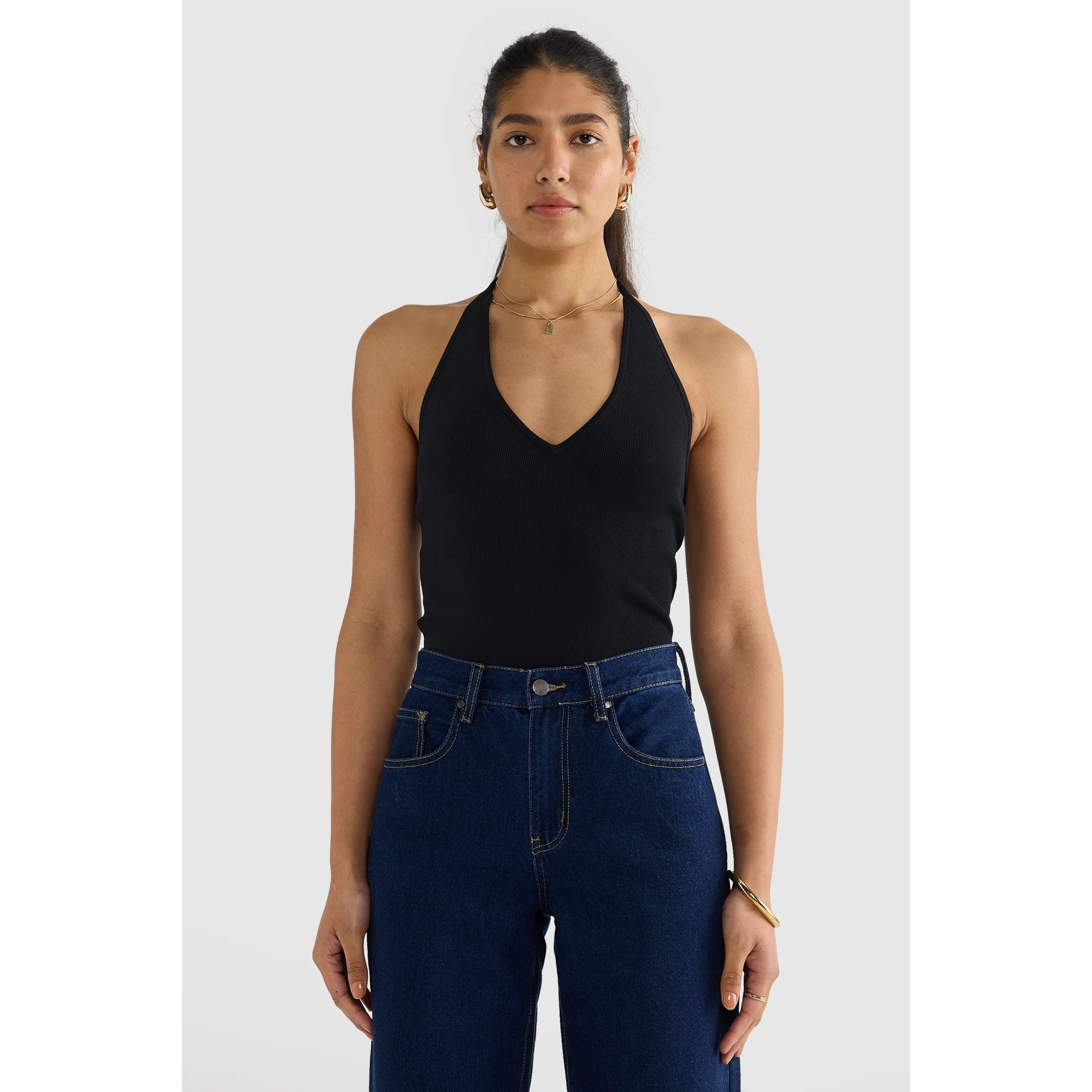 ORTC Clothing Co. Hadley Halter Neck Knit Top - Black ortc Clothing Co.