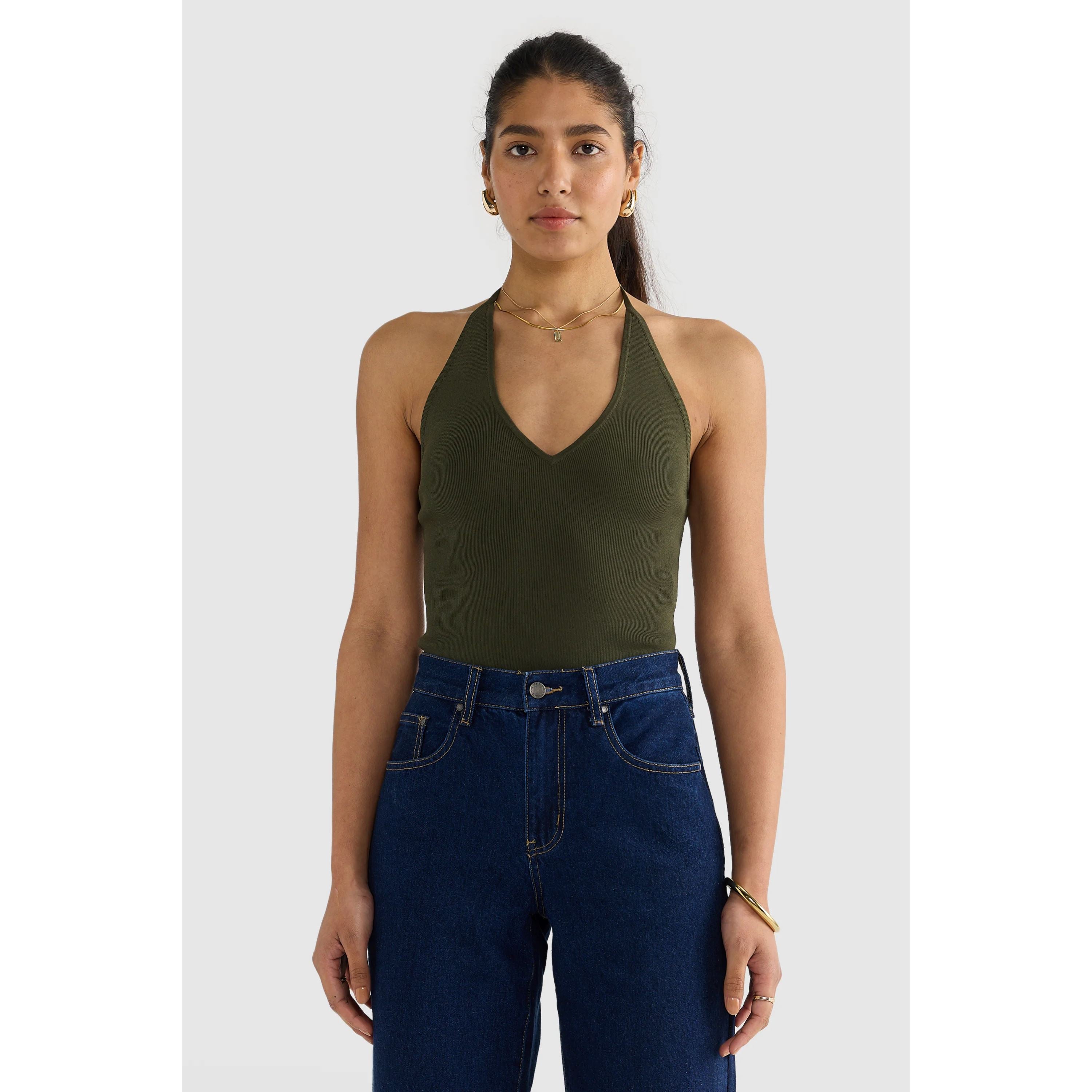 ORTC Clothing Co. Hadley Halter Neck Knit Top - Moss Halter Top ortc Clothing Co. 