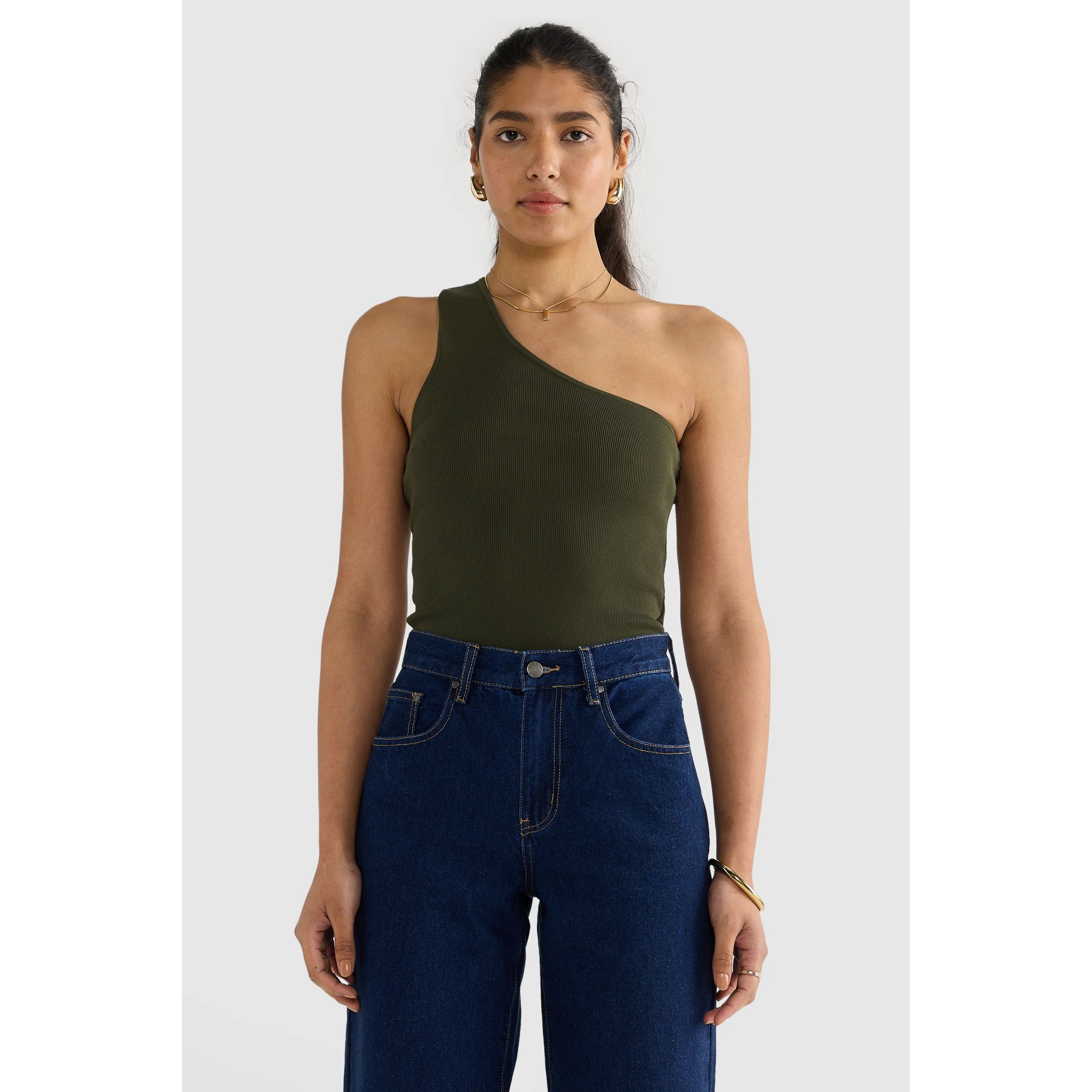 ORTC Clothing Co. Hadley One Shoulder Knit Top - Moss ortc Clothing Co.