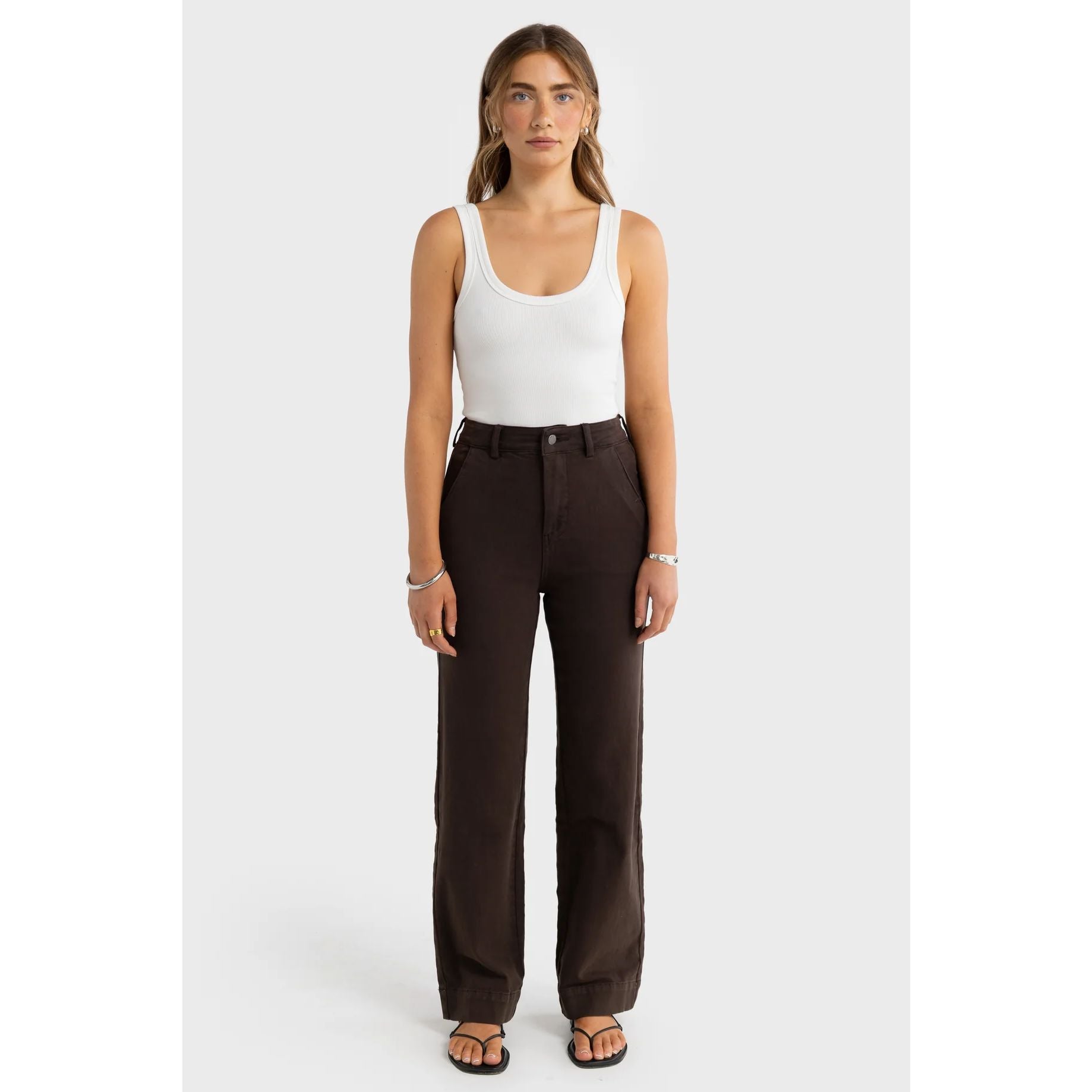 Ortc Clothing Co Lottie Straight Leg Denim Pant - Carob Women's Jeans ortc Clothing Co. 