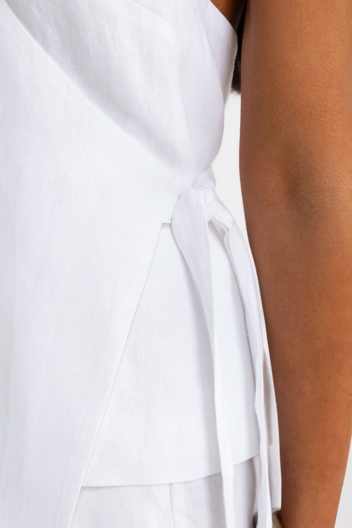 ORTC Elise Linen Wrap Top - White ortc Clothing Co.