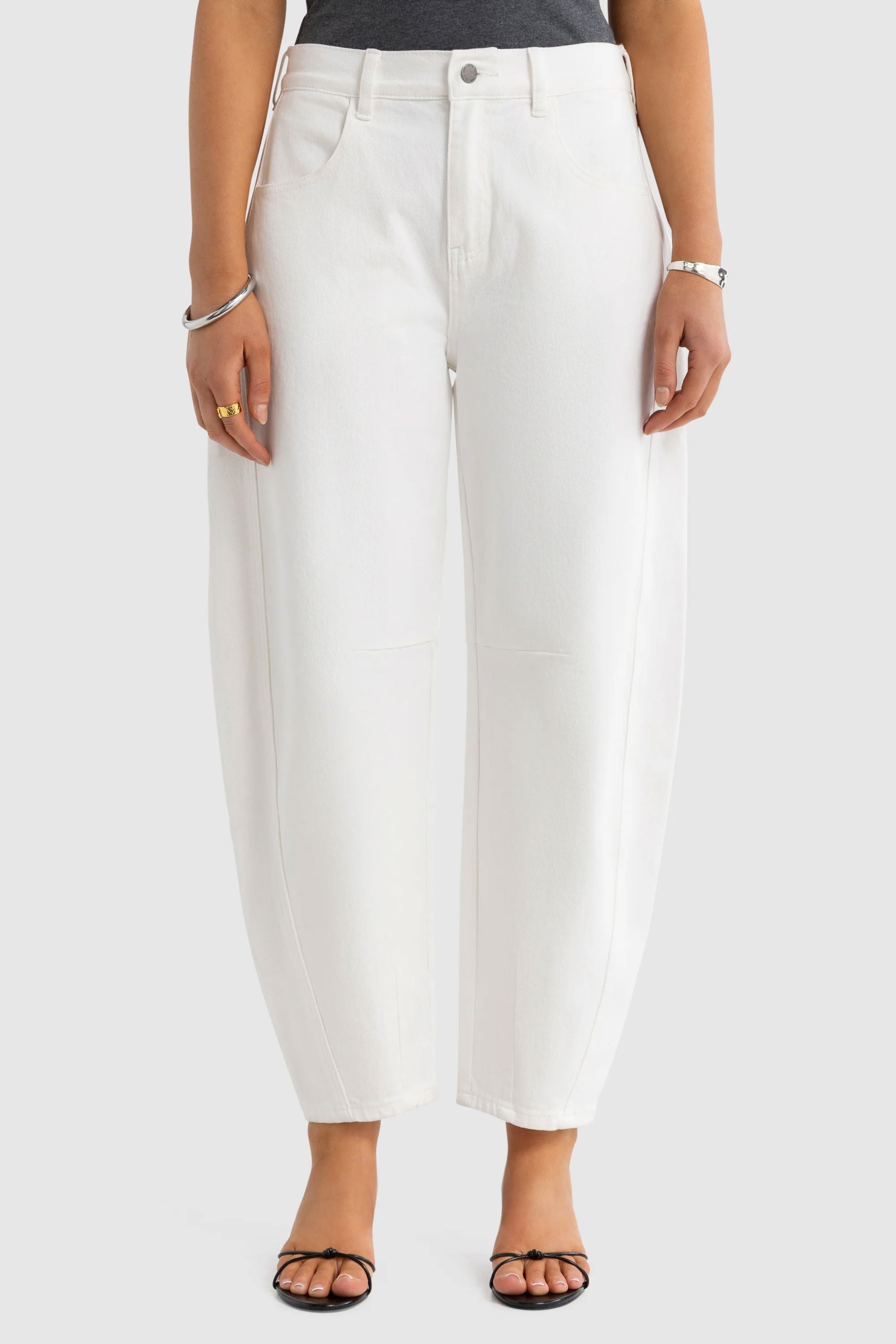 Ortc Lottie Barrel Leg Denim Pant - Chalk ortc Clothing Co.