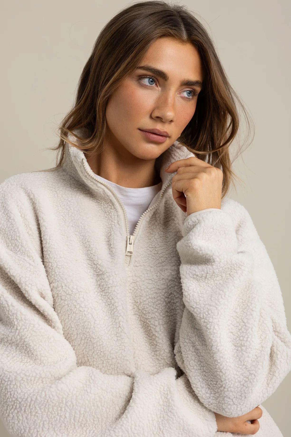 ORTC Sherpa Fleece Quarter Zip - Natural ortc Clothing Co.