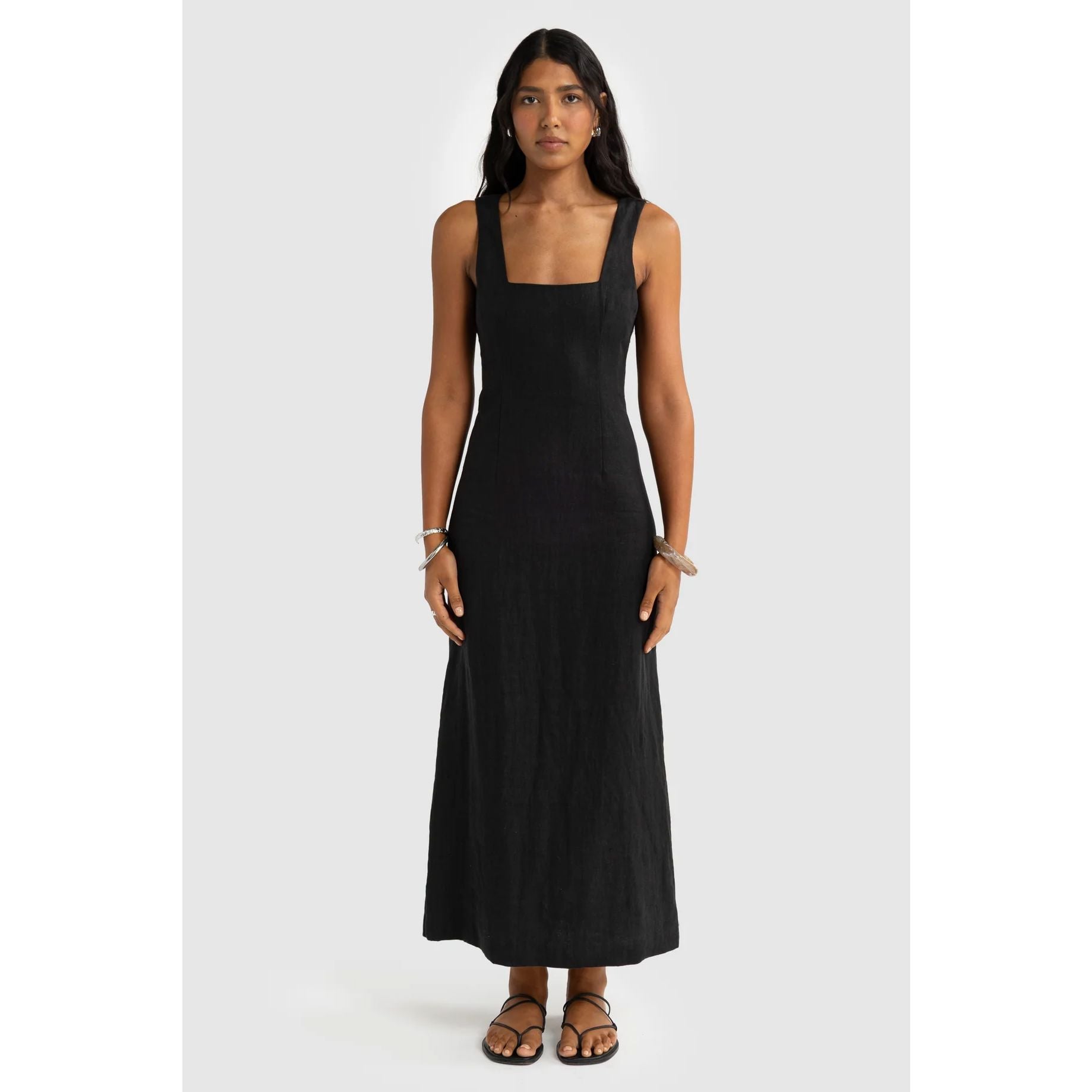 ORTC Zoey Linen Full Length Dress - Black ortc Clothing Co.