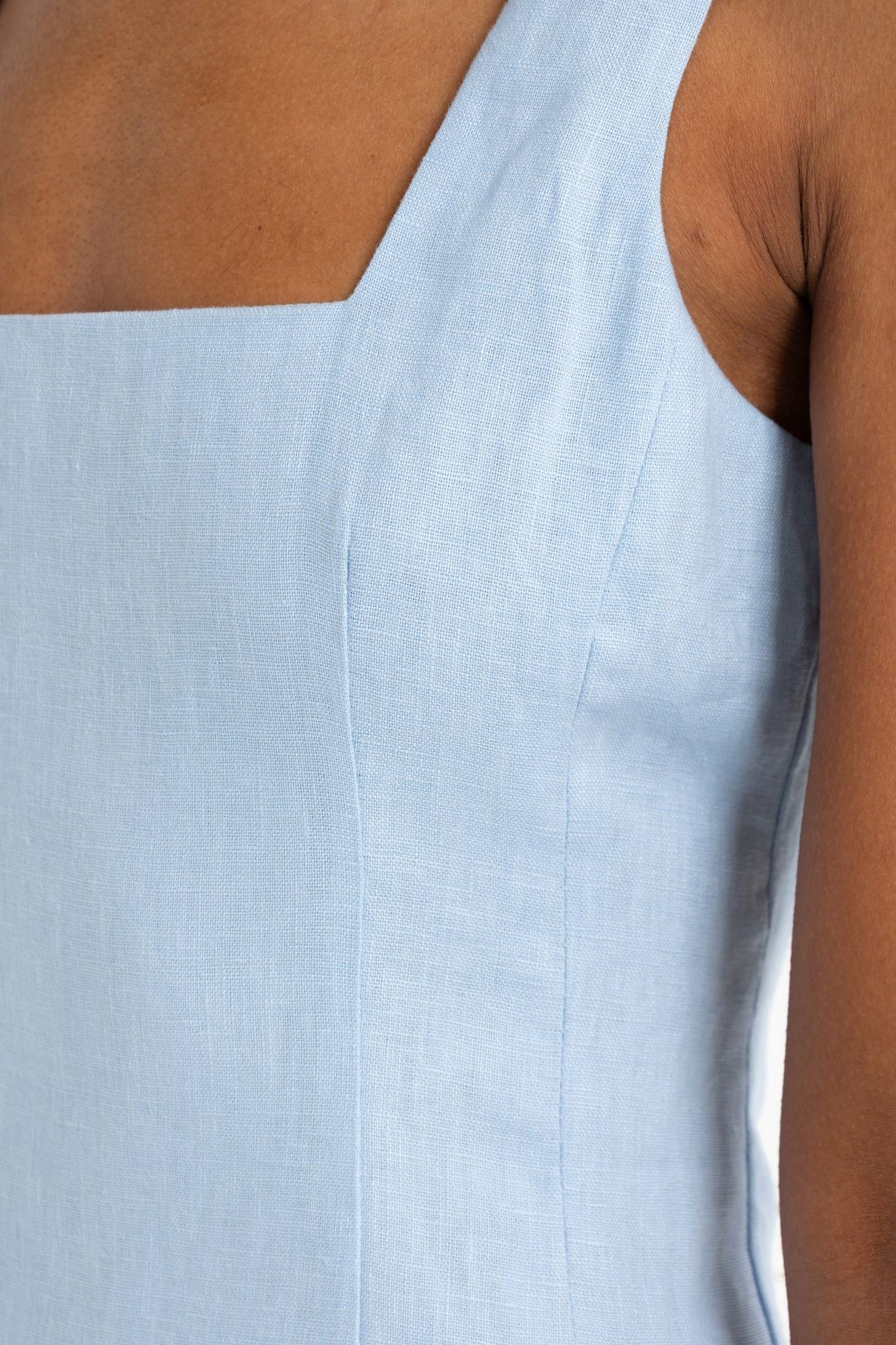 ORTC Zoey Linen Full Length Dress - Powder Blue ortc Clothing Co.