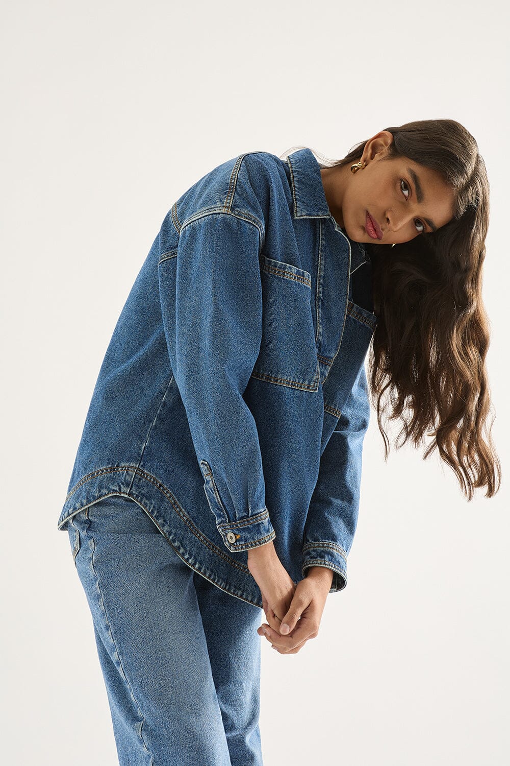 Outland Demin Josie Shirt- Moment Mid Blue Outland Denim