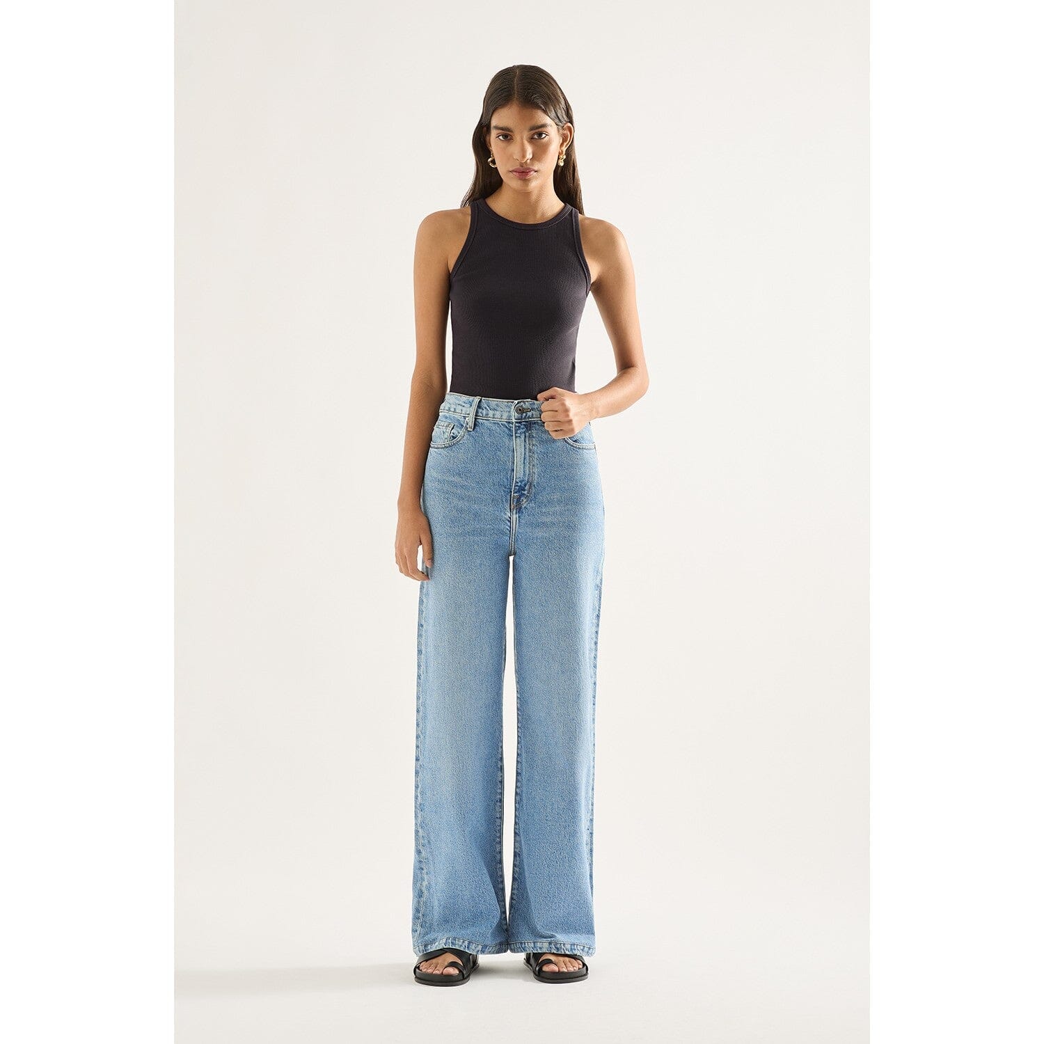 Outland Denim Ellie High Wide Leg Jean - Era Blue Outland Denim