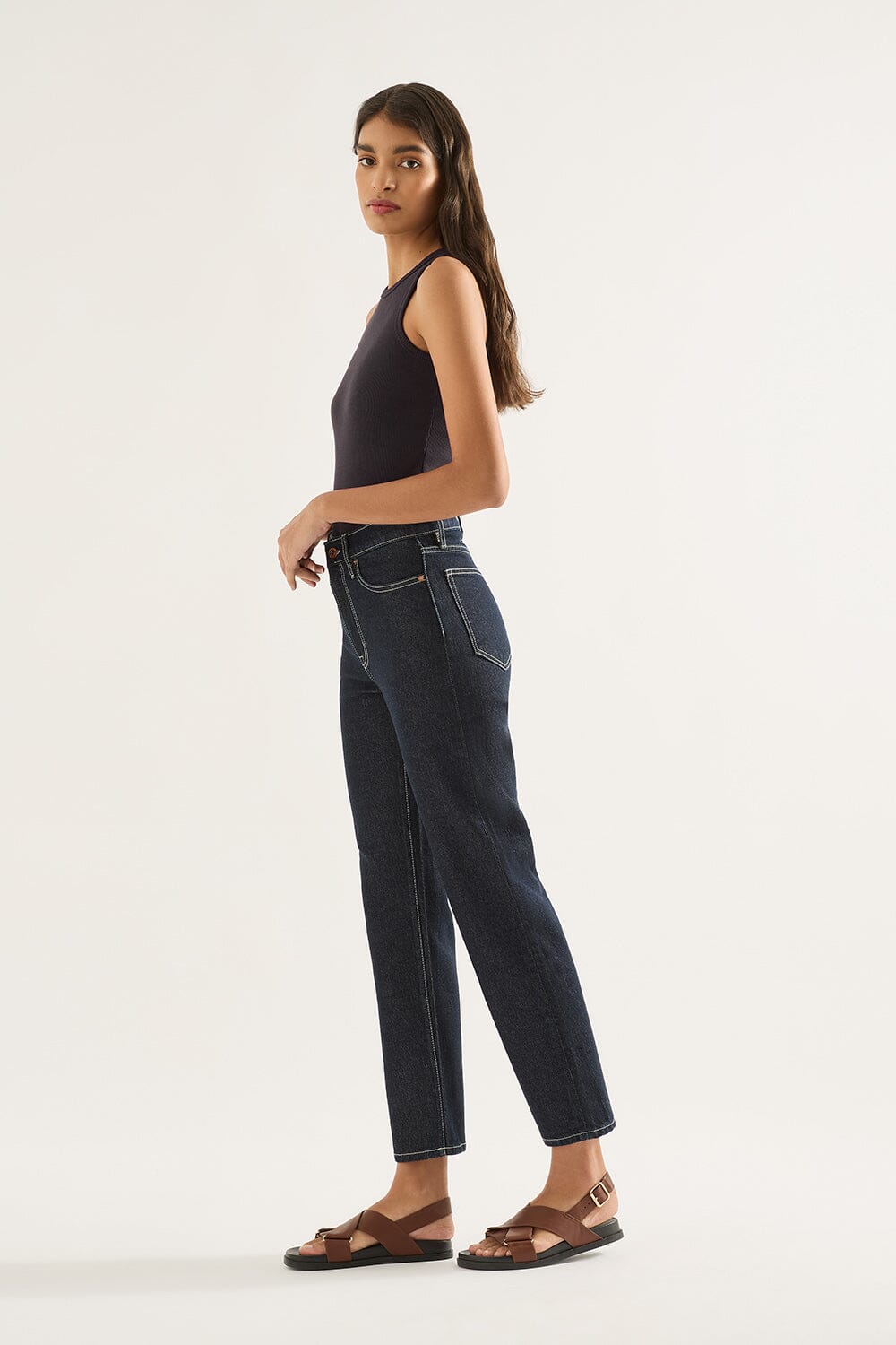 Outland Denim Zoe High-Rise Straight Crop- Rinse Outland Denim