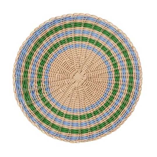 Padua PP Woven Placemat - Natural/Sky Blue/Green Coast to Coast Home
